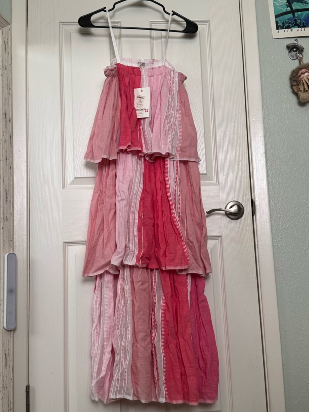 🎠Lemlem Pink & Rose Tiered Maxi Dress with Adjustable Straps🎠